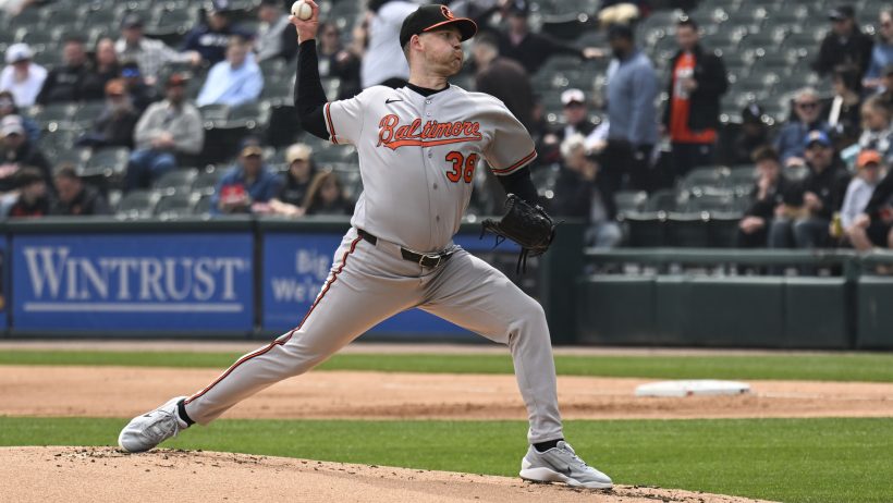 Kyle Bradish pitching for the Baltimore Orioles