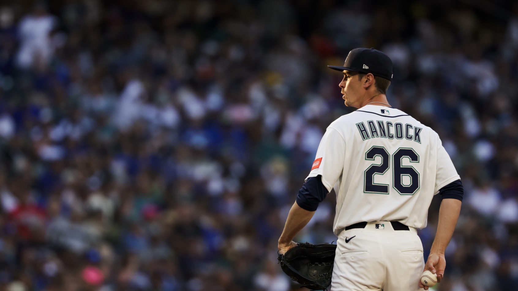 Emerson Hancock preparing to pitch