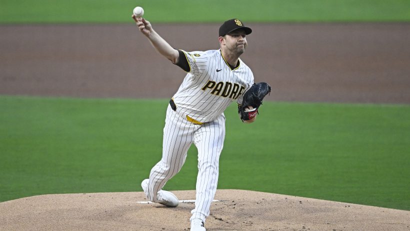 Michael King throwing a pitch for the San Diego Padres.