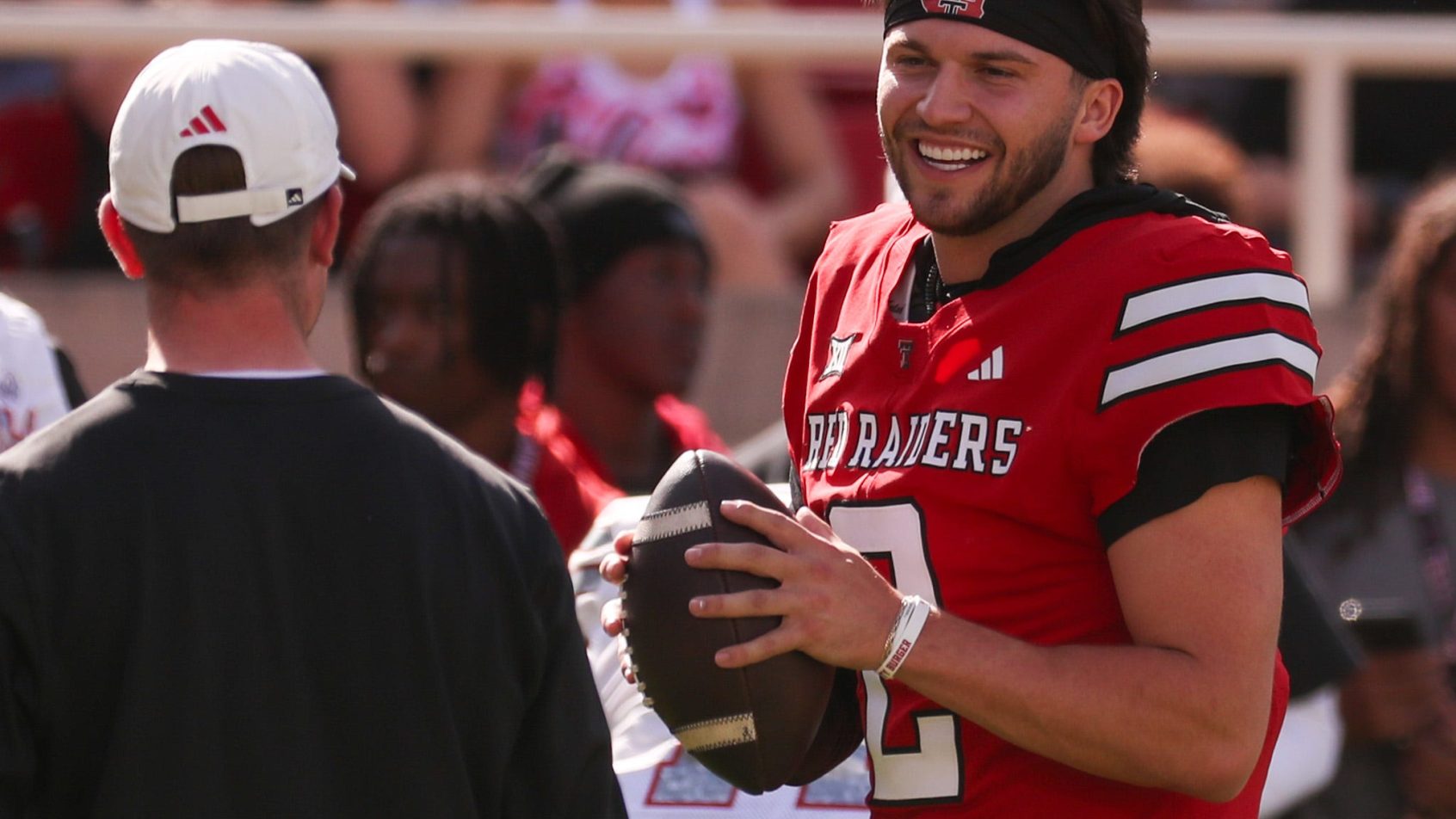 Texas Tech's Brendan Sorsby smiling