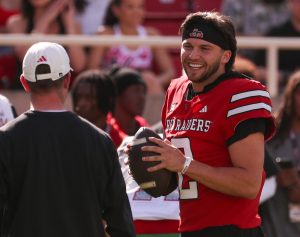 Texas Tech's Brendan Sorsby smiling