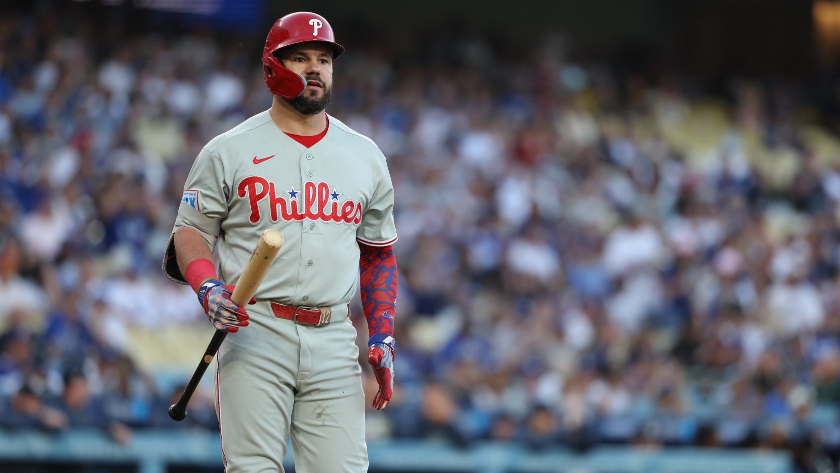 Kyle Schwarber holds bat