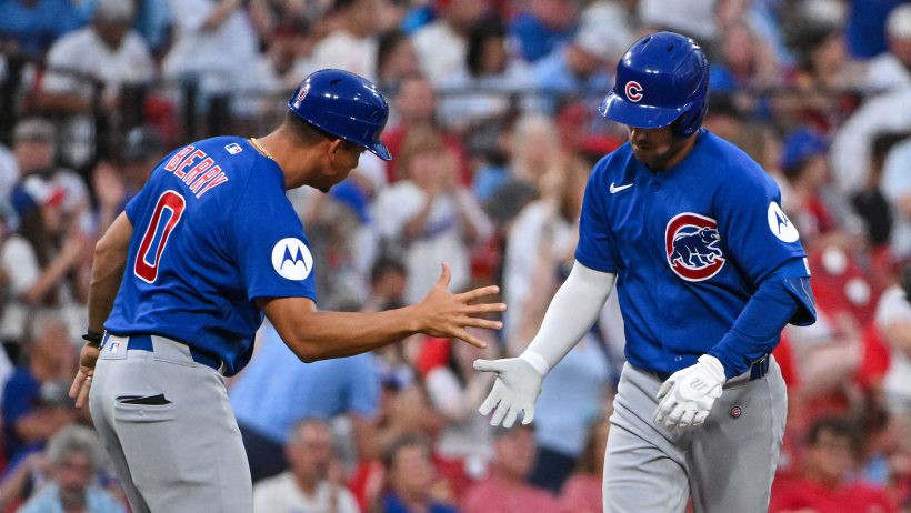 Alex Bregman celebrates a home run with the Chicago Cubs