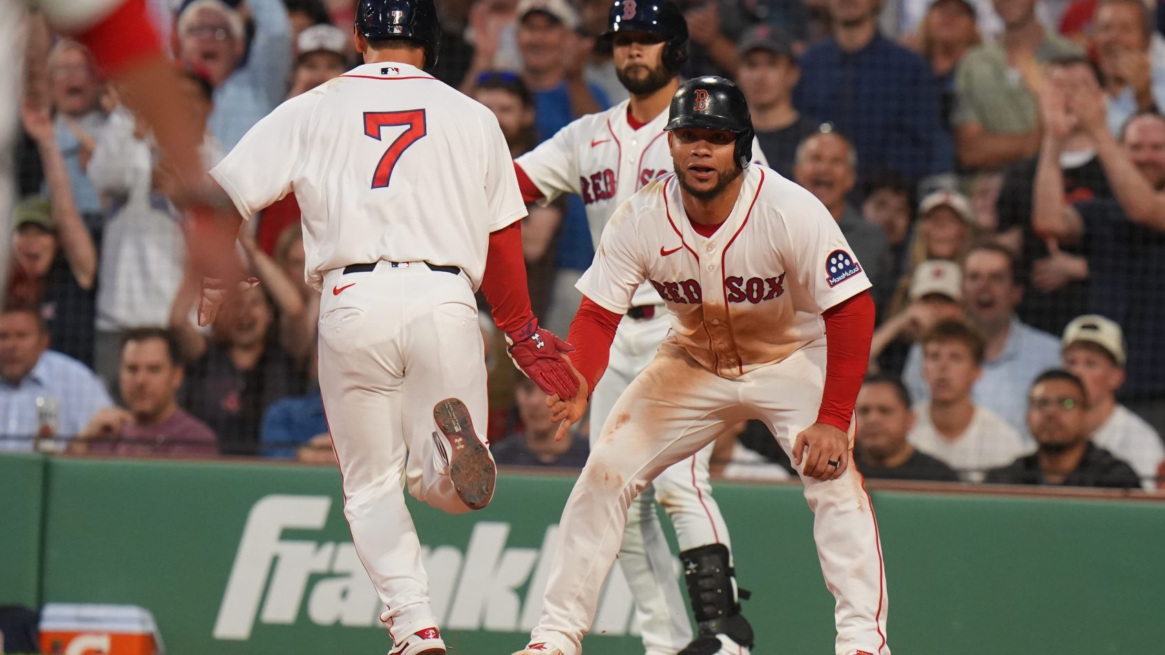Willson Contreras celebrates at home plate