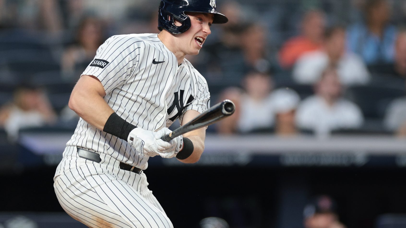 Ben Rice smacks a hit versus the Red Sox.