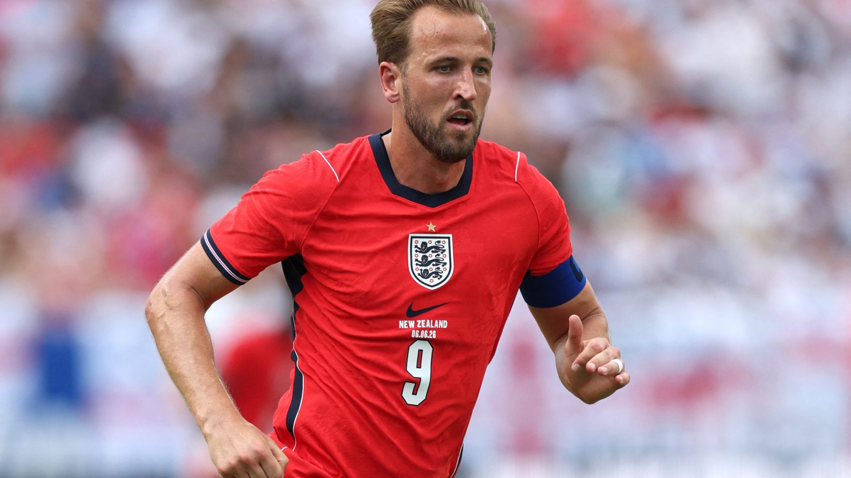 Harry Kane playing with the England national team.