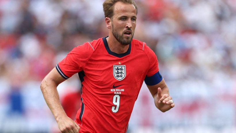 Harry Kane playing with the England national team.