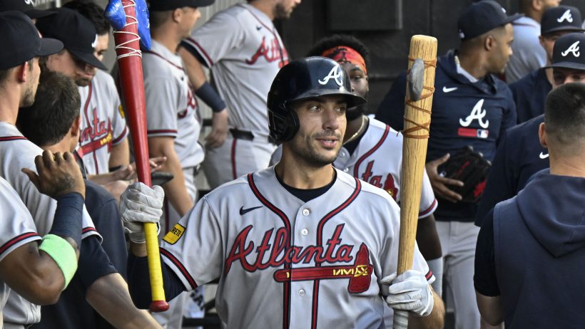 Matt Olson celebrates a home run