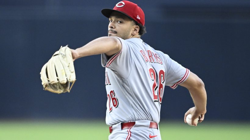 Chase Burns delivers a pitch versus the Padres.