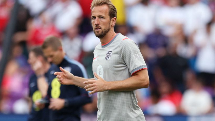 England's Harry Kane warming up
