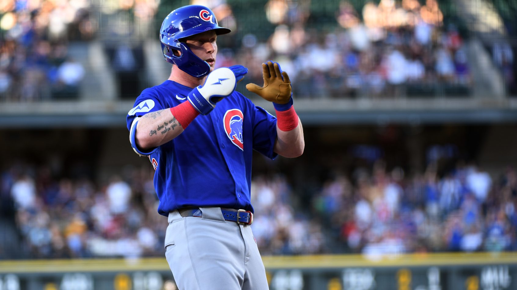 Pete Crow-Armstrong playing for the Chicago Cubs.