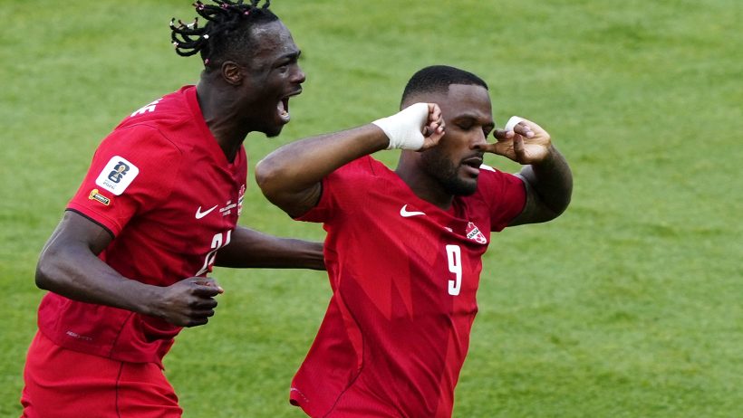 Canada's Cyle Larin celebrating a goal