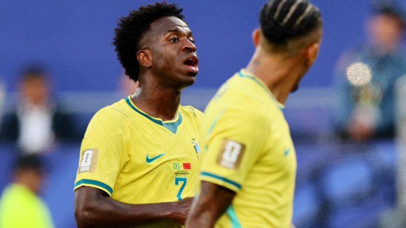Brazilian Vinicius Junior during a World Cup match vs Morocco.