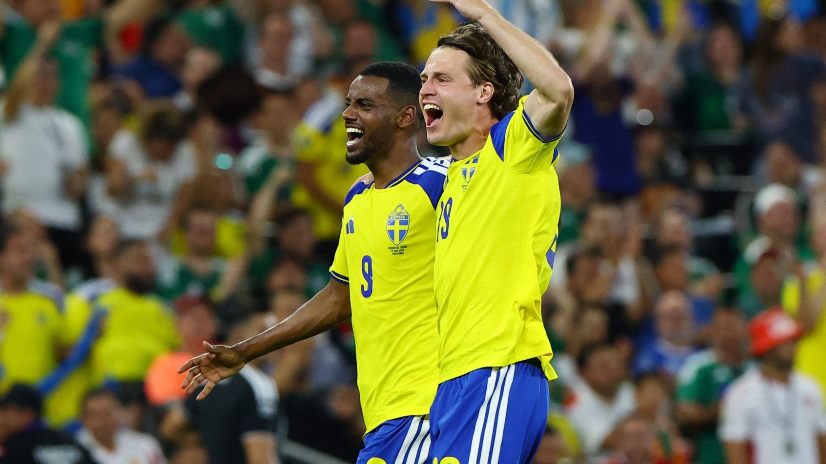 Sweden's Mattias Svanberg celebrating a goal