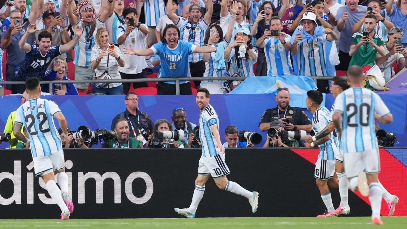 Argentina's Lionel Messi celebrating a goal