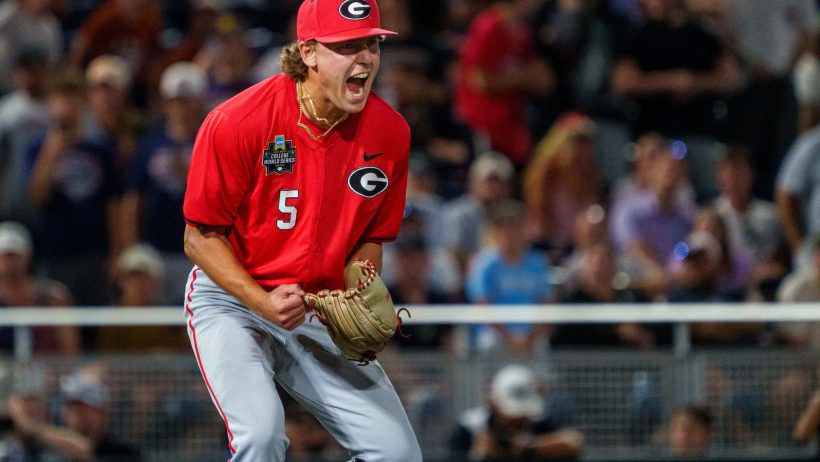 Justin Byrd celebrates Georgia's win.