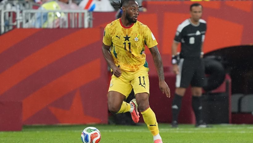 Antoine Semenyo playing for Ghana in the 2026 FIFA World Cup.