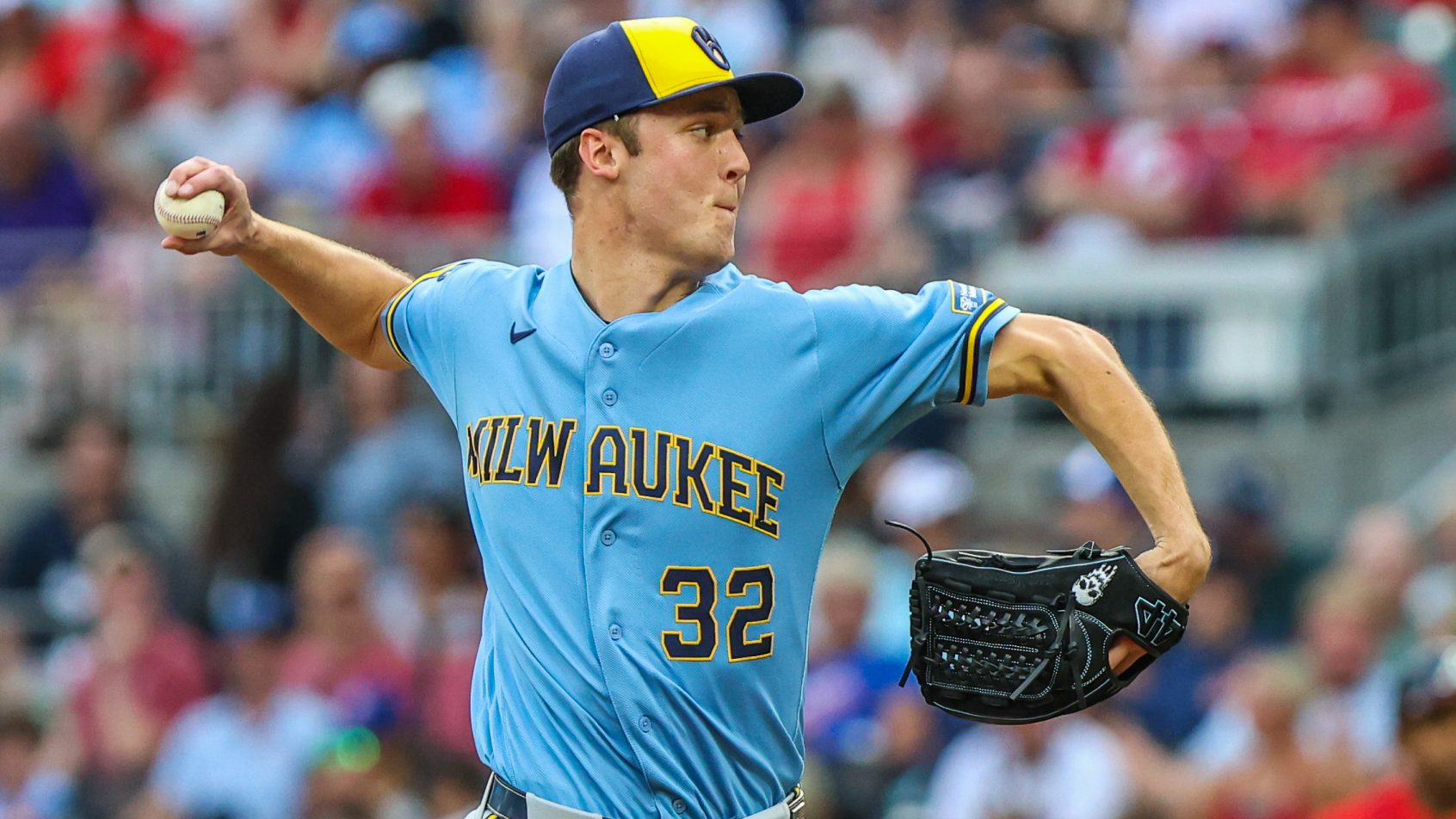 Jacob Misiorowski delivers a pitch against the Braves.