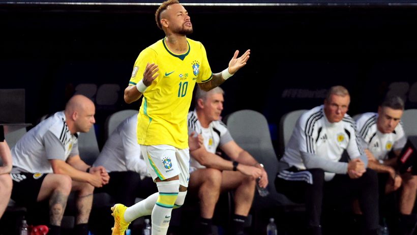 Brazil's Neymar Jr coming on as a sub