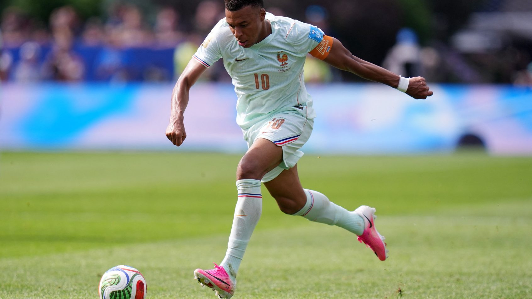 France's Kylian Mbappe running with the ball