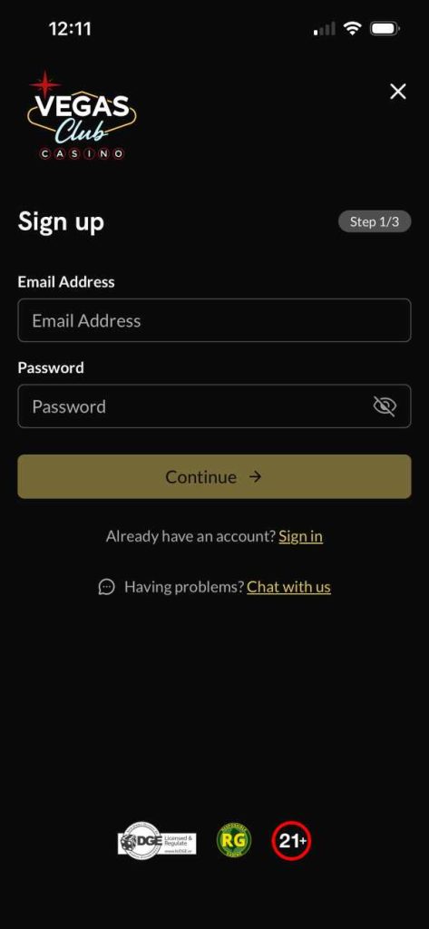 Vegas Club Casino Registration