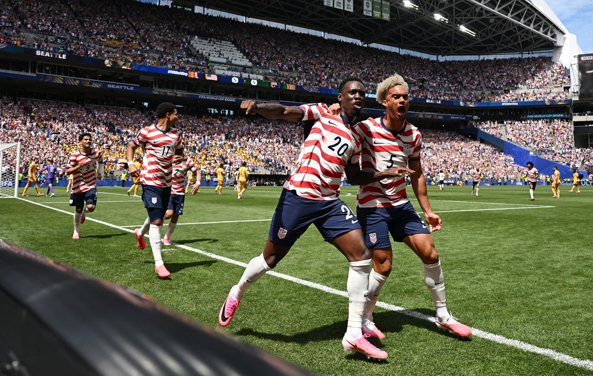 Existing user promos for USA vs. Turkey. Folarin Balogun and Antonee Robinson celebrate.
