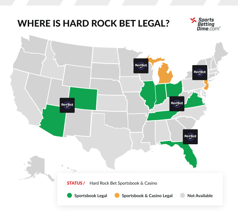 Hard Rock Bet Legal States map