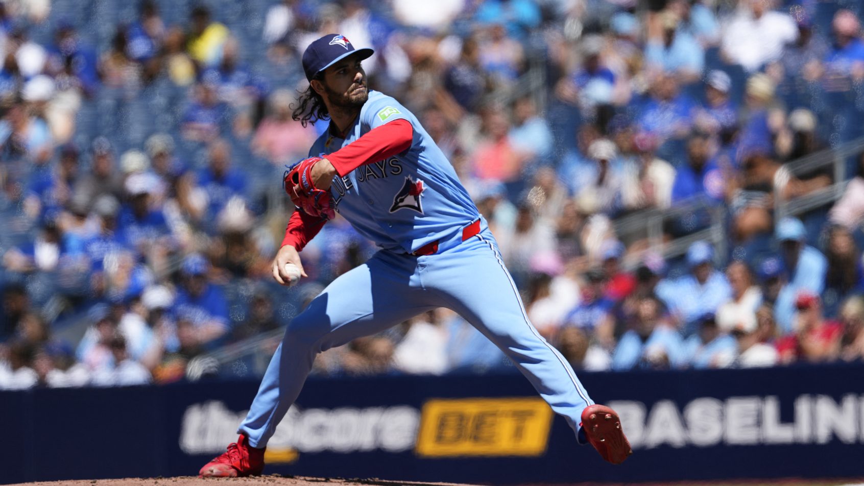 Dylan Cease pitching for the Blue Jays in the 2026 MLB season.