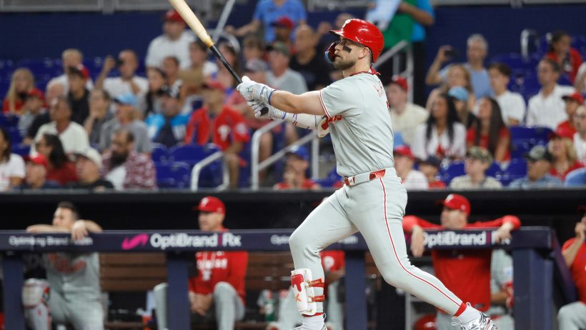 Bryce Harper playing for the Philadelphia Phillies in the 2026 MLB season.