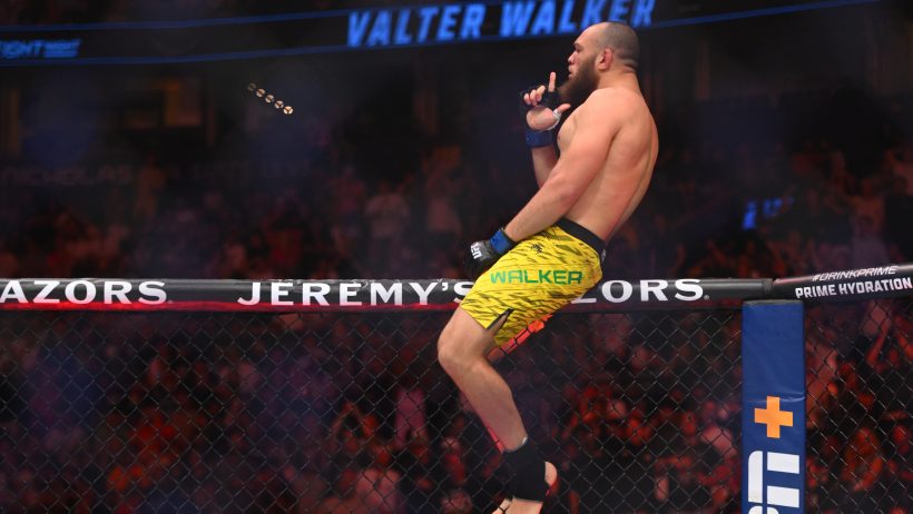 Valter Walker reacts after a win at UFC Fight Night.
