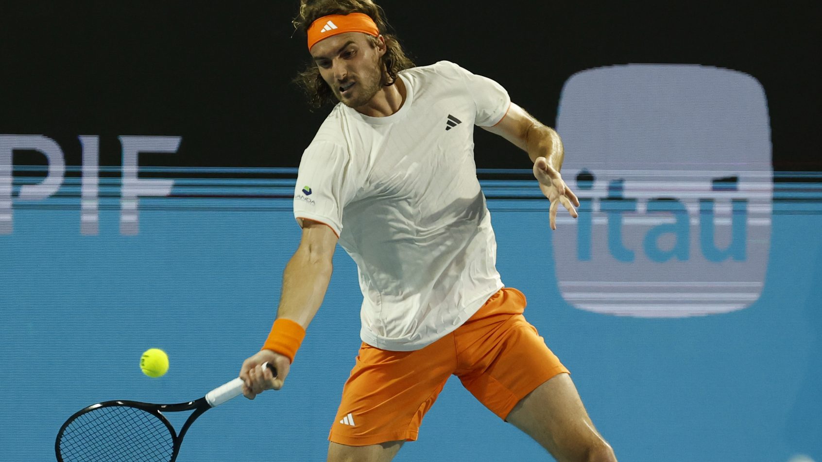 Stefanos Tsitsipas hitting a forehand