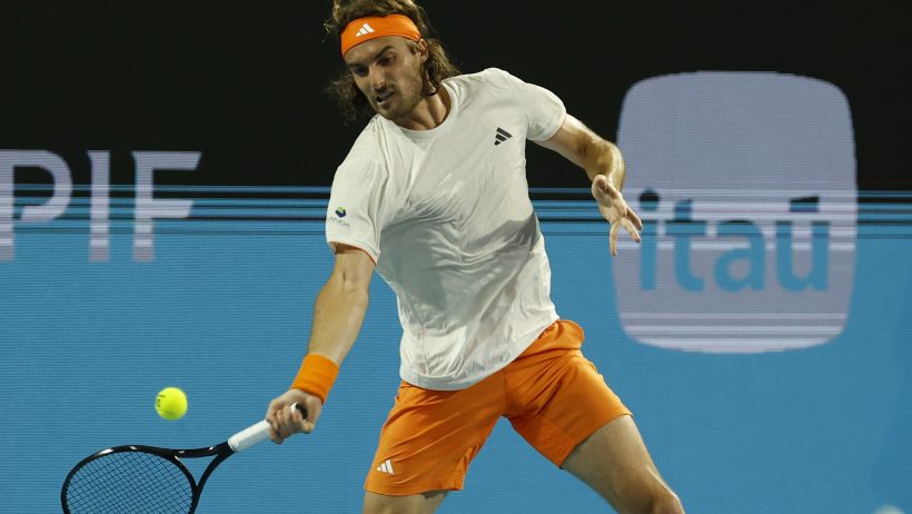 Stefanos Tsitsipas hitting a forehand