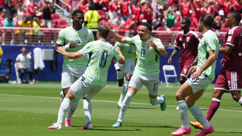 Switzerland's Breel Embolo celebrates a goal