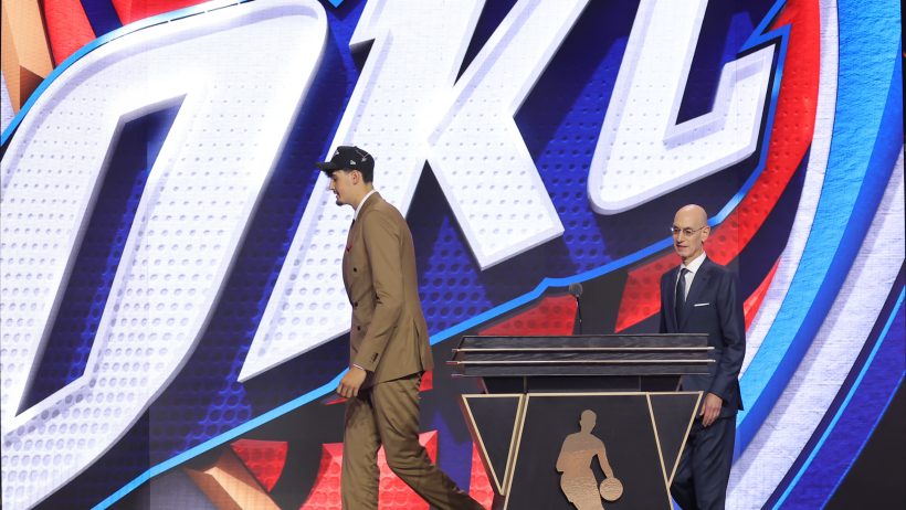 Aday Mara walking off stage at 2026 NBA Draft