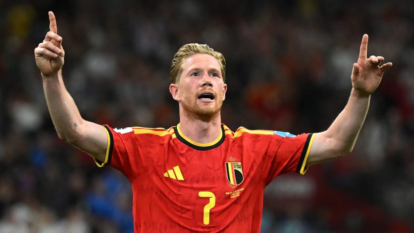 Belgium's Kevin De Bruyne celebrating a goal