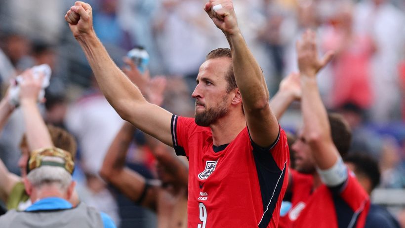 Harry Kane and England celebrate a World Cup victory.