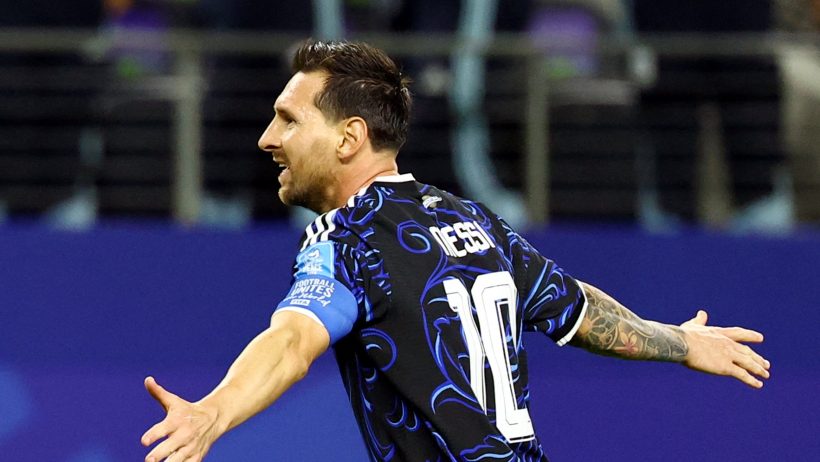 Lionel Messi celebrating a goal
