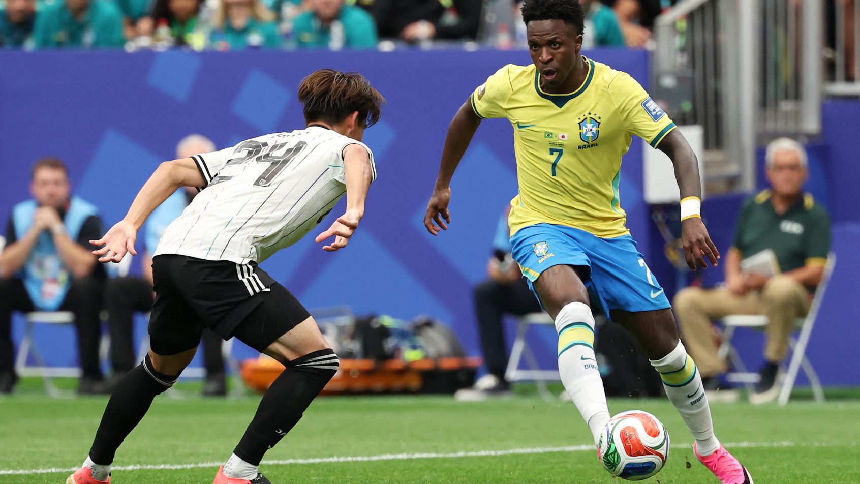 Brazil's Vinicius Junior with the ball