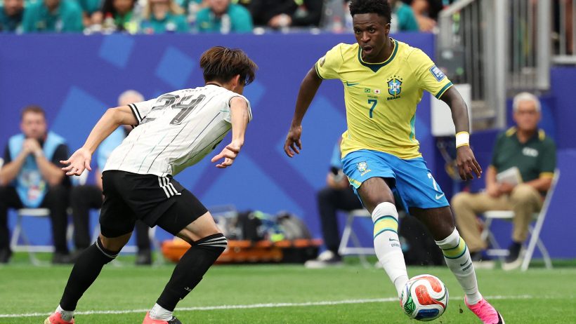 Brazil's Vinicius Junior with the ball