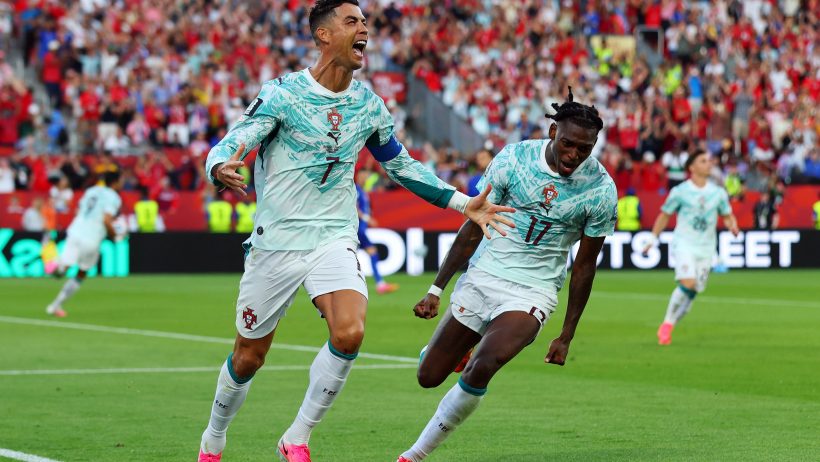 Cristiano Ronaldo celebrating a goal vs Croatia