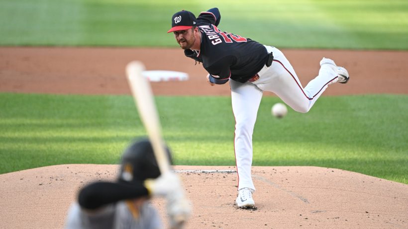 Foster Griffin throws pitch