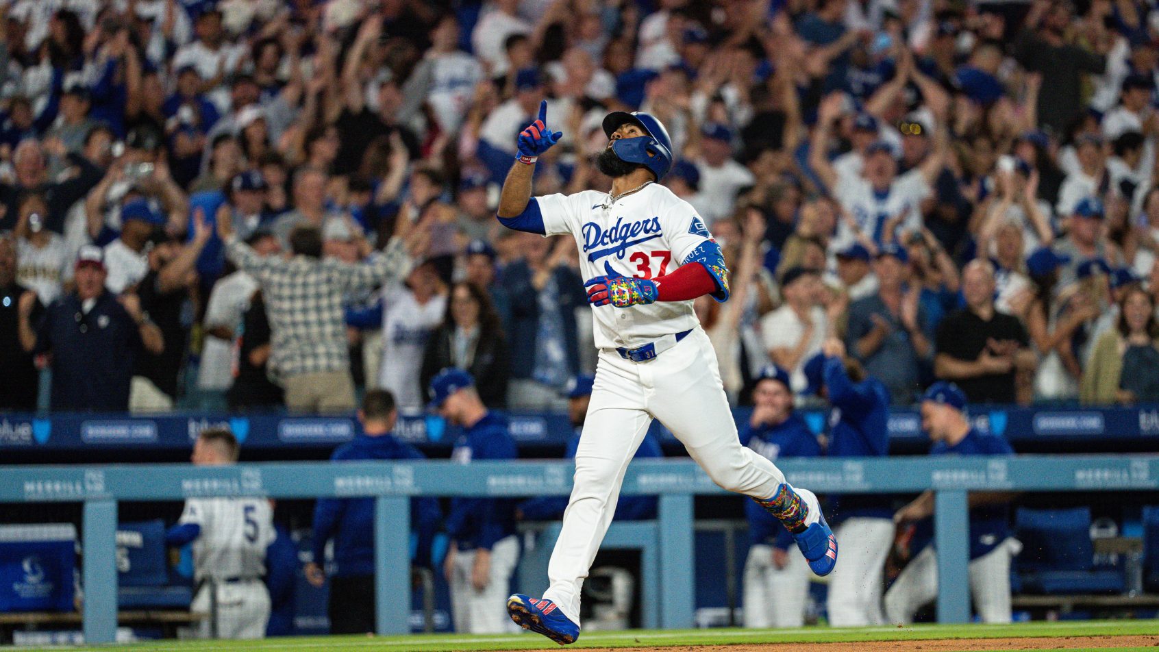 Teoscar Hernandez celebrates his grand slam.