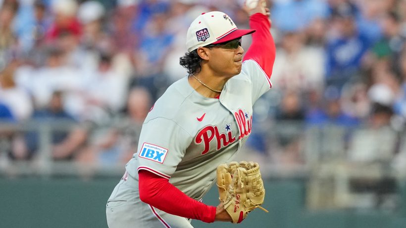Jesús Luzardo delivers a pitch versus the Royals.