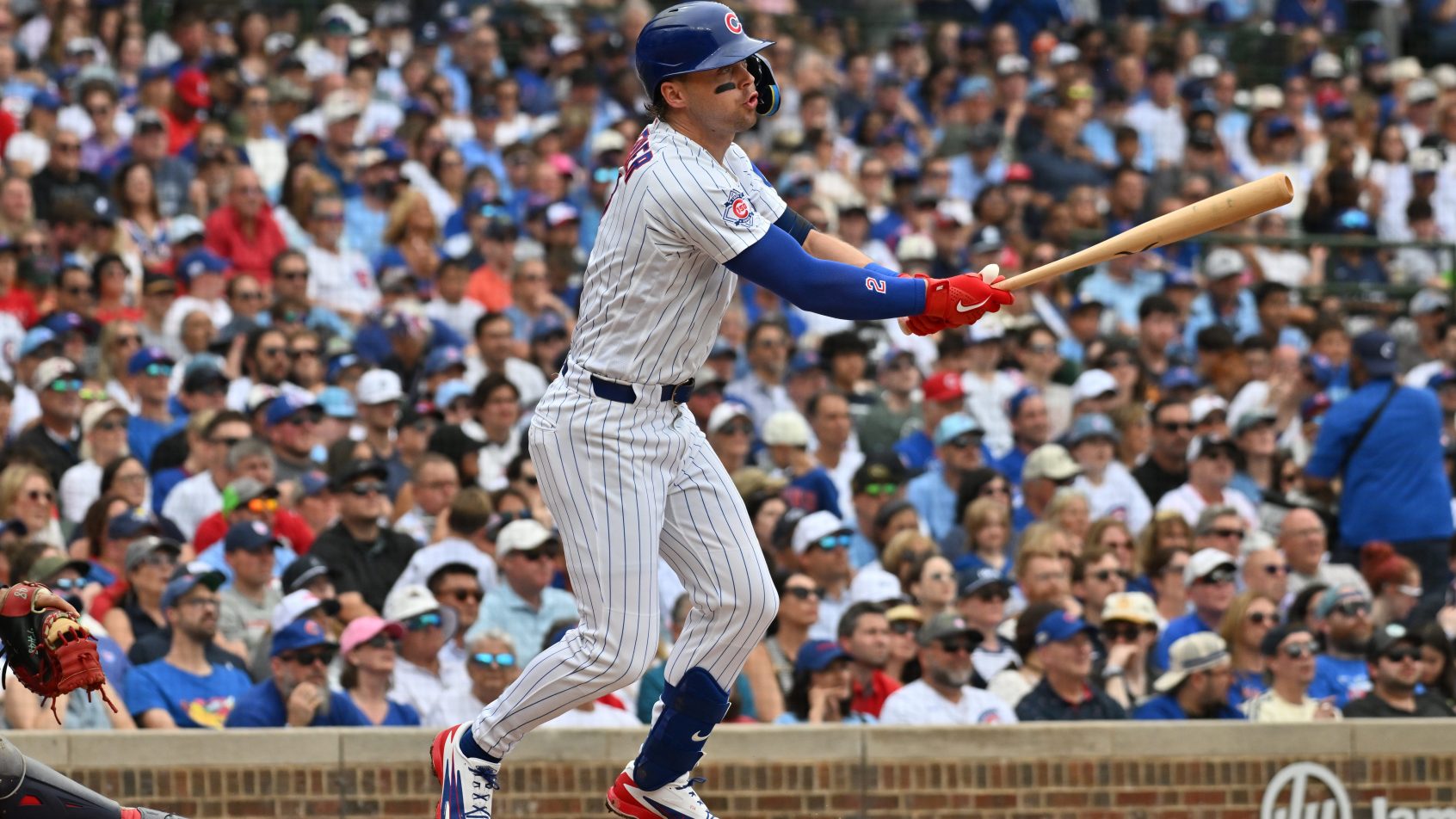 Nico Hoerner hitting for the Chicago Cubs in the 2026 MLB season.