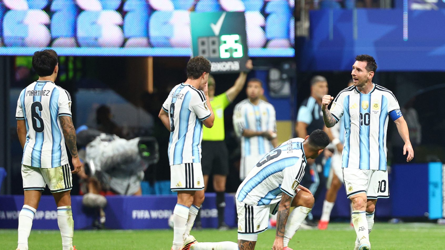 Enzo Fernandez celebrates a goal with Argentina in the 2026 FIFA World Cup.