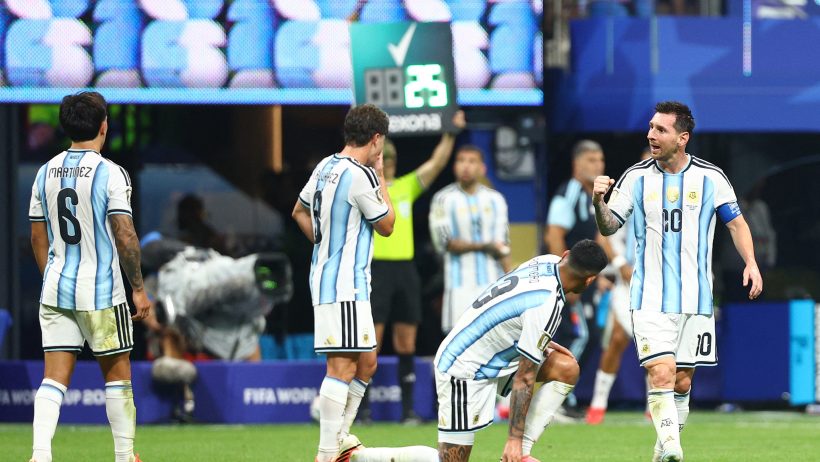 Enzo Fernandez celebrates a goal with Argentina in the 2026 FIFA World Cup.