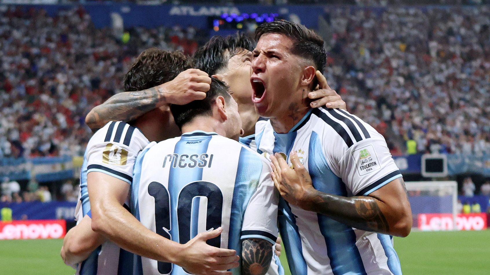 Argentina player celebrate a goal