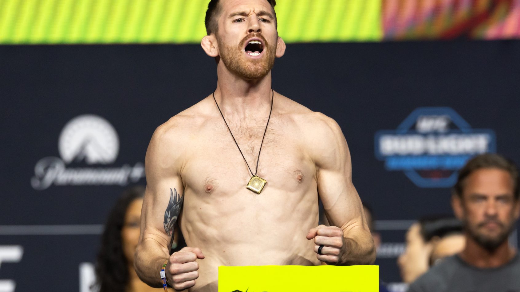 Jul 10, 2026; Las Vegas, Nevada, USA; Cory Sandhagen during weigh ins for UFC 329 at T-Mobile Arena. Mandatory Credit: Mark J. Rebilas-Imagn Images