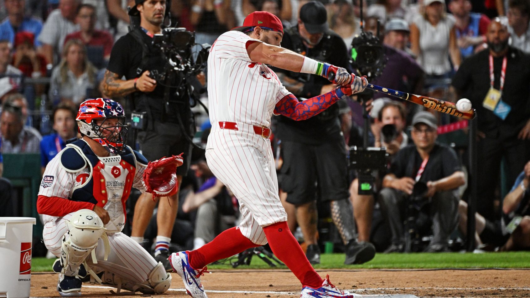 Kyle Schwarber hitting in the 2026 MLB Home Run Derby.