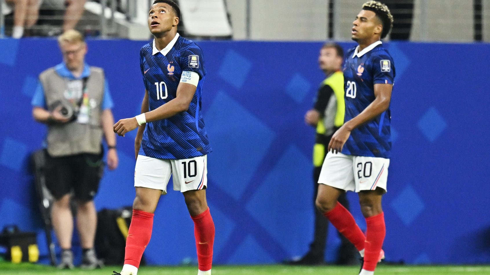 Kylian Mbappe and Desire Doue playing for France in the 2026 FIFA World Cup.